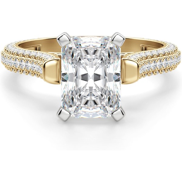 Anillo de Compromiso Corte Radiante 1.75 ct Seine Diamante de Laboratorio Oro Amarillo 585