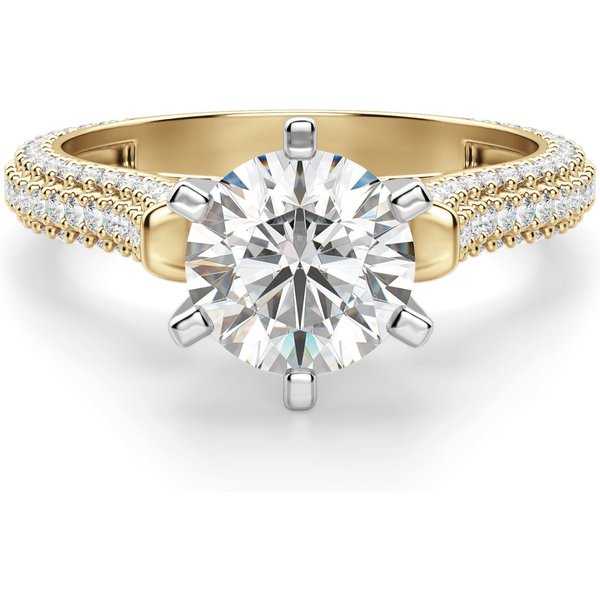 Anillo de Compromiso Corte Redondo 2.50 ct Seine Diamante de Laboratorio Oro Amarillo 585