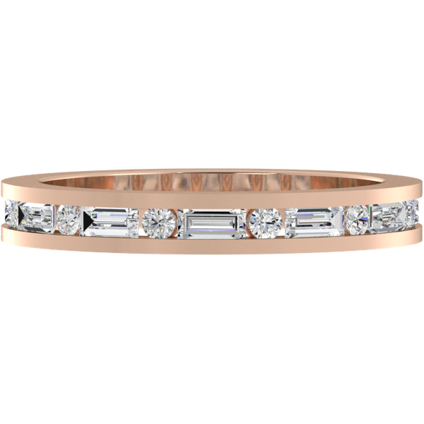 Media Alianza Eternity Carril Baguette 2.50 MM Diamante de Laboratorio Oro Rosa 417