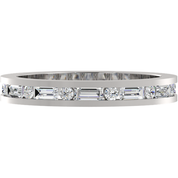 Media Alianza Eternity Carril Baguette 2.50 MM Diamante de Laboratorio Oro Blanco 585