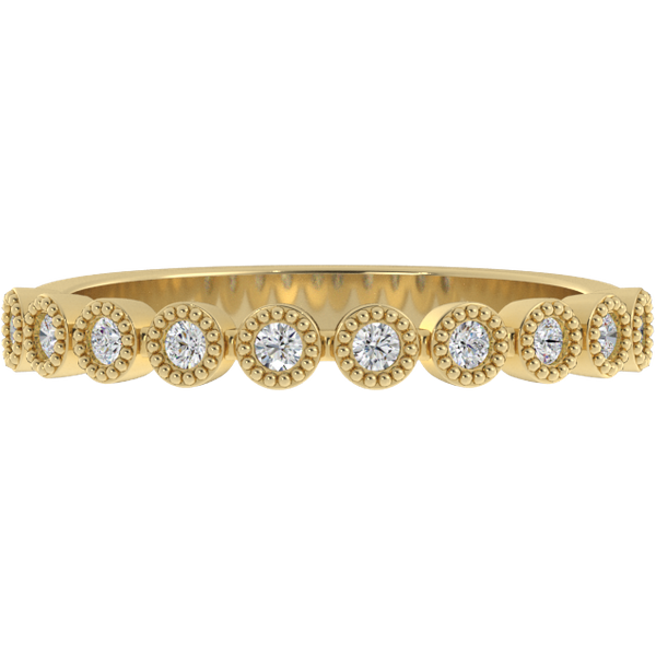Alianza de Boda Bezel Petite 1.80 MM Diamante Natural Oro Amarillo 585