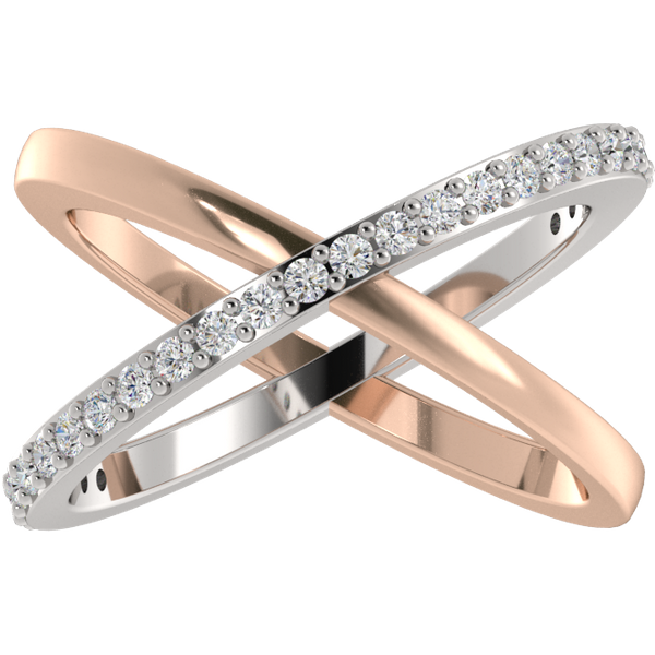 Alianza de Boda Duo Cross Diamante de Laboratorio Oro Rosa & Blanco 750