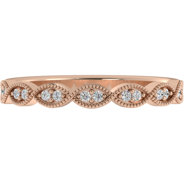 Alianza de Boda Dia Milgrain Pavé 2.50 MM Diamante de Laboratorio Oro Rosa 417