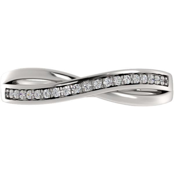 Alianza de Boda Wave M-Pavé 1.30 MM Diamante de Laboratorio Oro Blanco 750