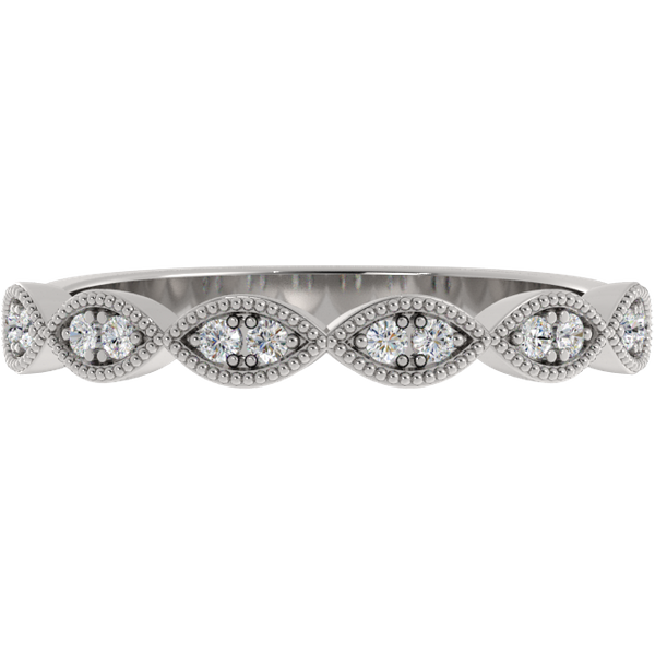Alianza de Boda Milgrain Pavé 2.20 MM Diamante de Laboratorio Oro Blanco 417