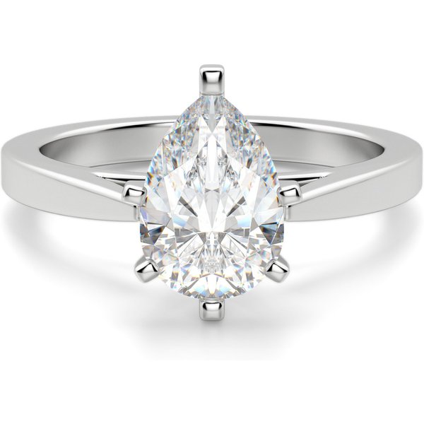 Anillo de Compromiso Corte Pera 3.00 ct Cathedral Diamante de Laboratorio Oro Blanco 585 (14K)