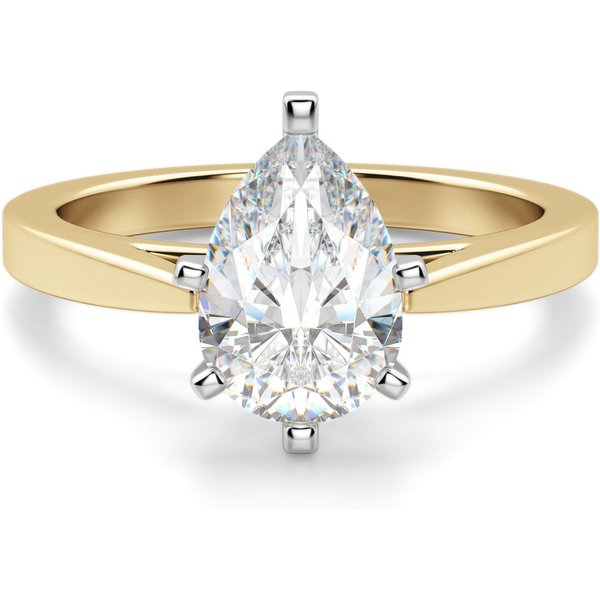 Anillo de Compromiso Corte Pera 0.50 ct Cathedral Diamante de Laboratorio Oro Amarillo 585 (14K)