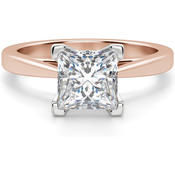 Anillo de Compromiso Corte Princesa 2.50 ct Cathedral Diamante de Laboratorio Oro Rosa 585 (14K)