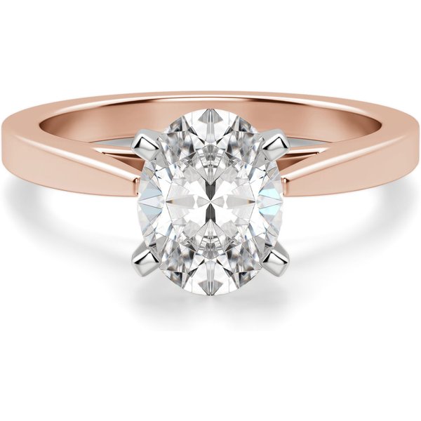 Anillo de Compromiso Corte Ovalado 2.00 ct Cathedral Diamante de Laboratorio Oro Rosa 585 (14K)
