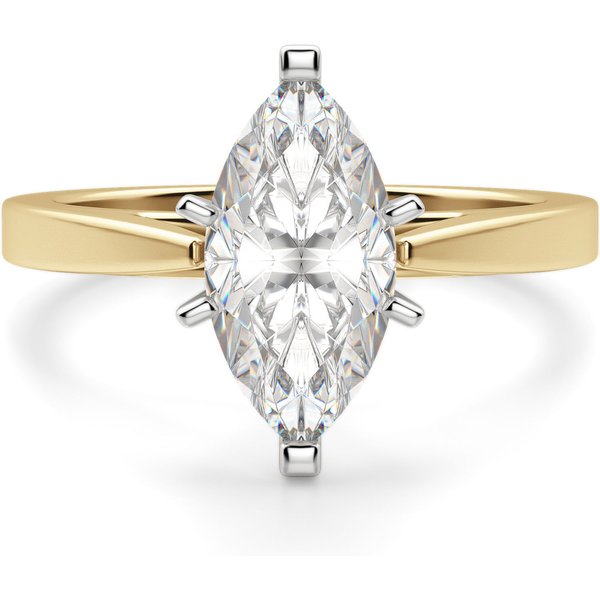 Anillo de Compromiso Corte Marquesa 1.50 ct Cathedral Diamante de Laboratorio Oro Amarillo 585 (14K)