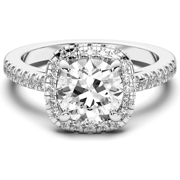 Anillo de Compromiso Corte Redondo 2.00 ct Naples Diamante de Laboratorio Oro Blanco 585 (14K)