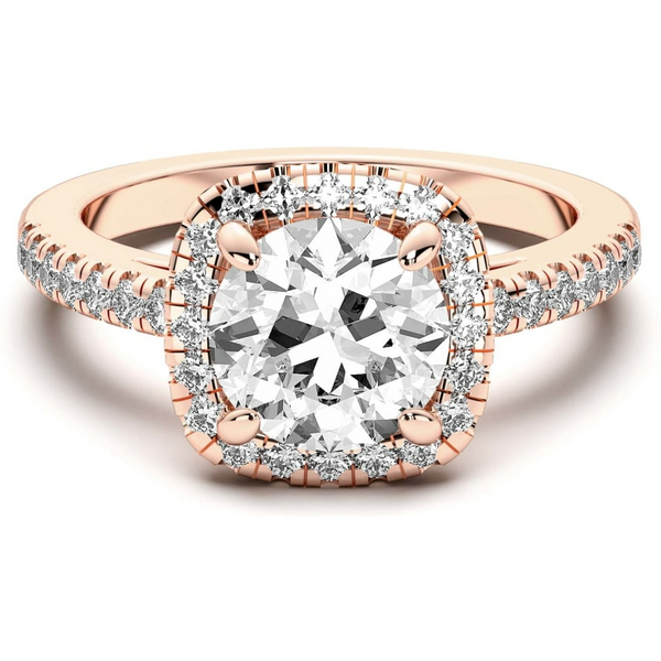 Anillo de Compromiso Corte Redondo 2.00 ct Naples Diamante de Laboratorio Oro Rosa 585 (14K)