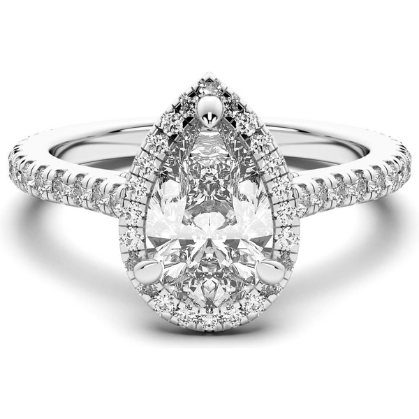 Anillo de Compromiso Corte Pera 1.50 ct Prague Diamante de Laboratorio Oro Blanco 585 (14K)