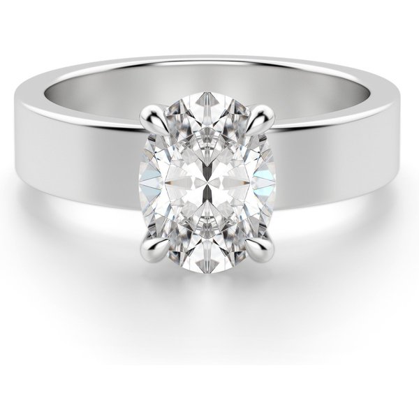 Anillo de Compromiso Audaz Basket Set Corte Ovalado 0.75 ct Diamante Natural Oro Blanco 585