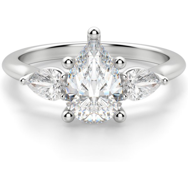 Anillo de Compromiso Clásico Pera 2.50 ct con Piedras de Pera Diamante Natural Oro Blanco 585 (14K)