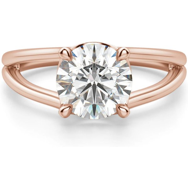 Elan Okrągły 1.50 ct Pierścionek Zaręczynowy Diament Laboratoryjny 585 Różowe Złoto (14K)