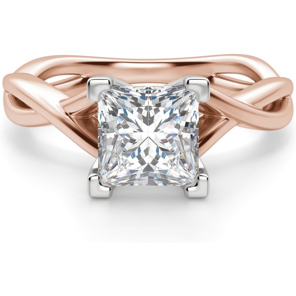 Twisted Klasyczny Księżniczka 2.00 ct Pierścionek Zaręczynowy Diament Laboratoryjny 585 Różowe Złoto (14K)