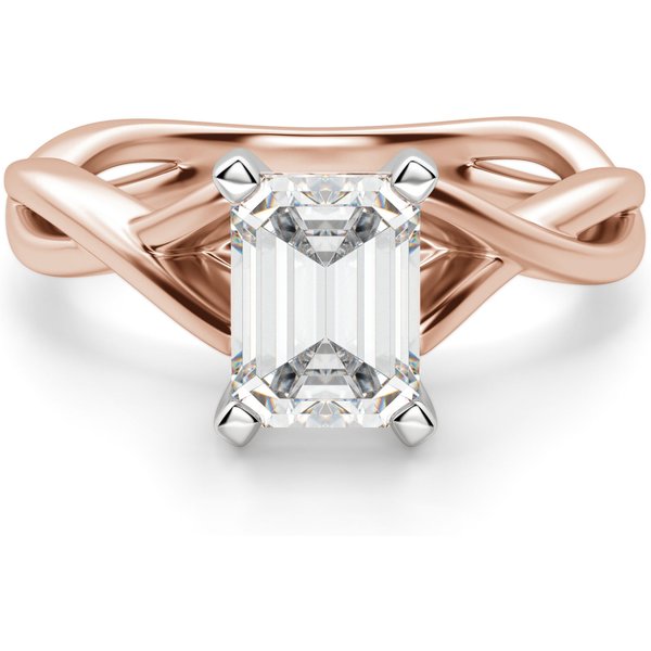 Twisted Klasyczny Szmaragdowy 2.00 ct Pierścionek Zaręczynowy Diament Laboratoryjny 585 Różowe Złoto (14K)