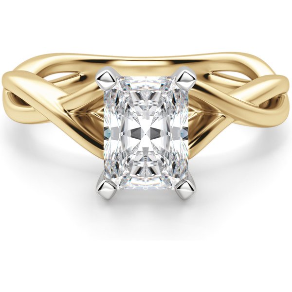 Twisted Klasyczny Radiant 0.50 ct Pierścionek Zaręczynowy Diament Laboratoryjny 585 Żółte Złoto (14K)