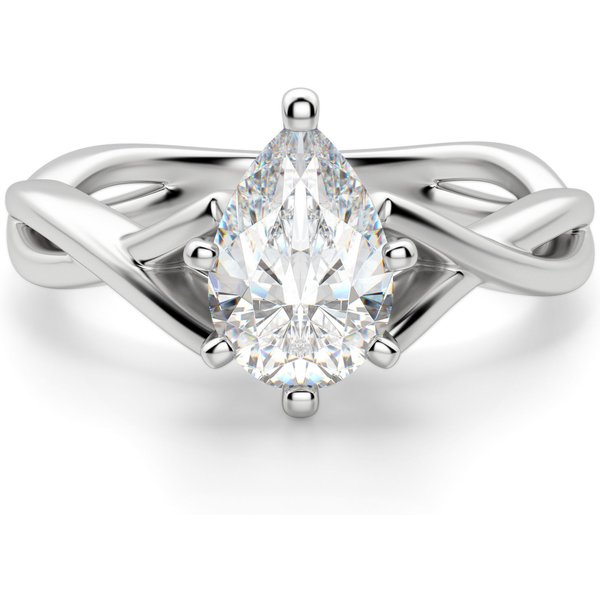 Twisted Klasyczny Gruszkowy 3.00 ct Pierścionek Zaręczynowy Diament Laboratoryjny 585 Białe Złoto (14K)