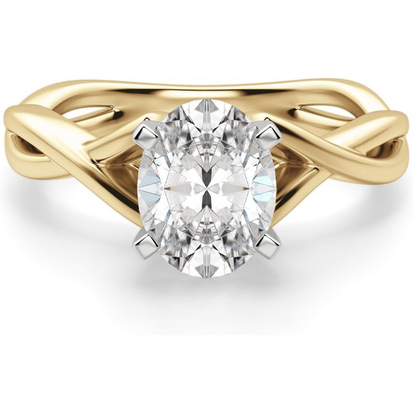Twisted Klasyczny Owalny 1.50 ct Pierścionek Zaręczynowy Diament Laboratoryjny 585 Żółte Złoto (14K)