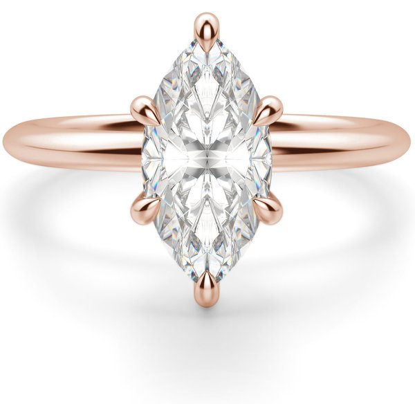 Hidden Halo Klasyczny Markizowy 1.50 ct Pierścionek Zaręczynowy Diament Laboratoryjny 585 Różowe Złoto (14K)
