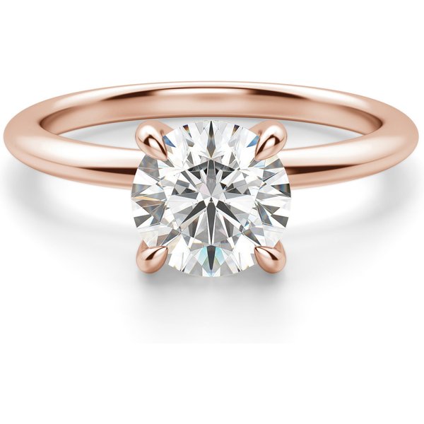 Hidden Halo Klasyczny Okrągły 1.50 ct Pierścionek Zaręczynowy Diament Laboratoryjny 585 Różowe Złoto (14K)