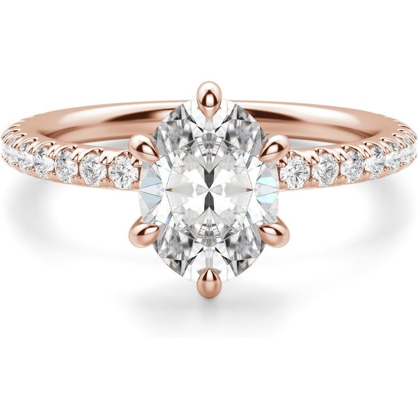 Arezzo Accented Owalny 1.25 krt Pierścionek Zaręczynowy Diament Laboratoryjny 585 Różowe Złoto (14K)