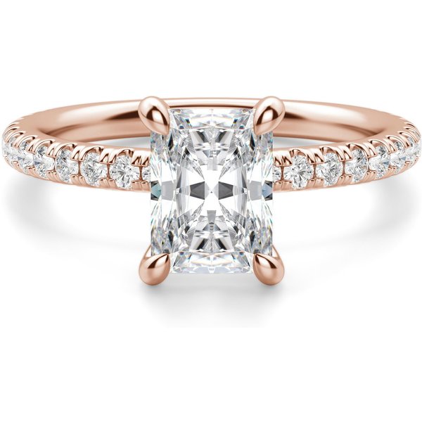 Arezzo Accented Radiant 1.50 ct Pierścionek Zaręczynowy Diament Laboratoryjny 585 Różowe Złoto (14K)