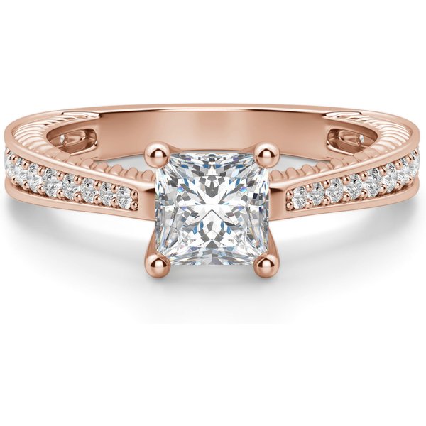 Sage Accented Księżniczka 2.50 ct Pierścionek Zaręczynowy Diament Laboratoryjny 585 Różowe Złoto (14K)