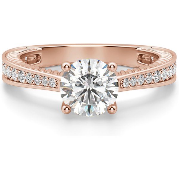 Sage Accented Okrągły 2.50 krt Pierścionek Zaręczynowy Diament Laboratoryjny 585 Różowe Złoto (14K)