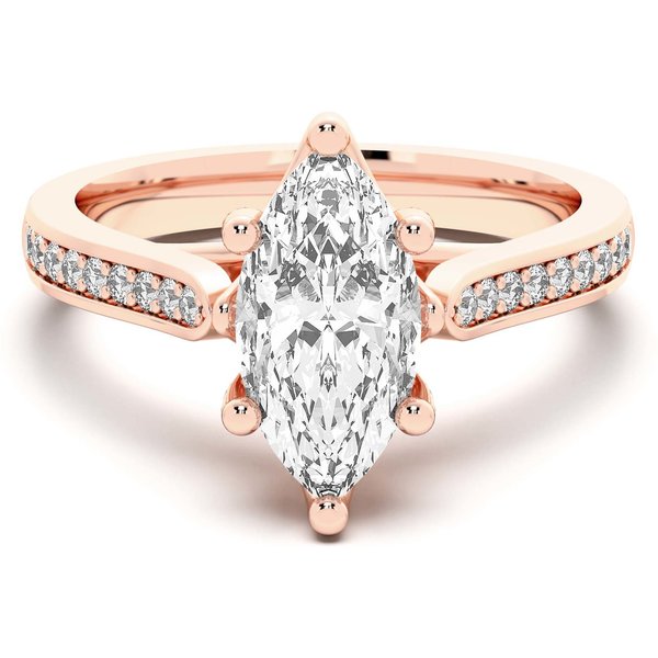 Bali Accented Markizowy 1.00 ct Pierścionek Zaręczynowy Diament Laboratoryjny 585 Różowe Złoto
