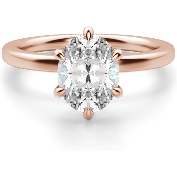 Arezzo Klasyczny Owalny 2.00 ct Pierścionek Zaręczynowy Diament Laboratoryjny 585 Różowe Złoto (14K)
