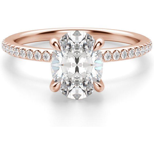 Hidden Halo Accented Owalny 1.25 ct Pierścionek Zaręczynowy Diament Laboratoryjny 585 Różowe Złoto (14K)