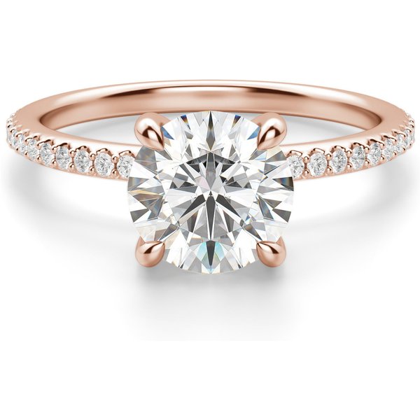 Hidden Halo Accented Okrągły 1.25 ct Pierścionek Zaręczynowy Diament Laboratoryjny 585 Różowe Złoto (14K)