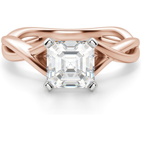 Twisted Klasyczny Asscher 1.75 ct Pierścionek Zaręczynowy Diament Laboratoryjny 585 Różowe Złoto (14K)