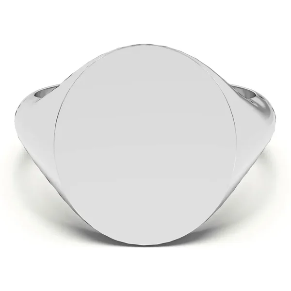 Pierścień Męski Owalny Comfort Fit Signet 585 Białe Złoto (14K)