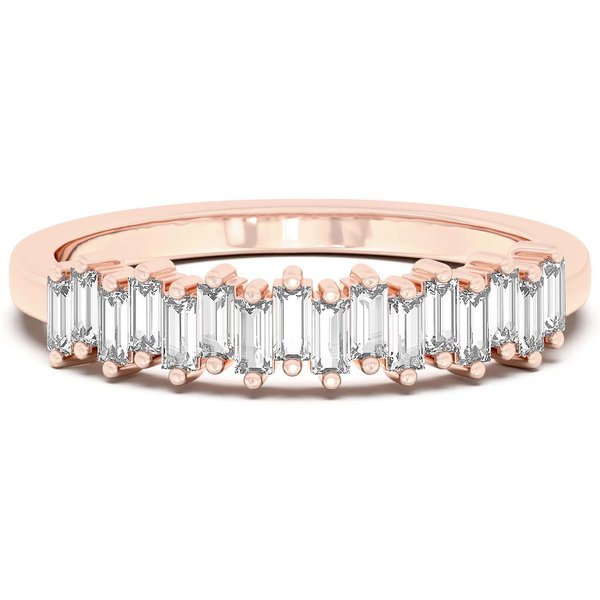 Obrączka Ślubna Baguette Accented Laboratoryjny Diament 585 Różowe Złoto (14K)