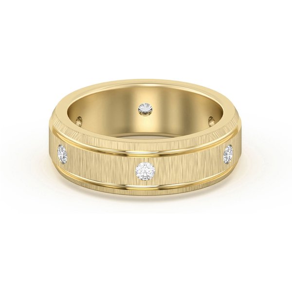 Edged Channel Accented Męska Obrączka Ślubna Laboratoryjny Diament 585 Żółte Złoto (14K)