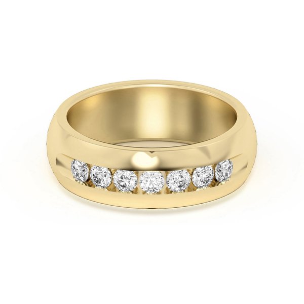 7 Channel Set Męska Obrączka Ślubna Laboratoryjny Diament 585 Żółte Złoto (14K)