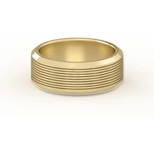 Teksturowana Obrączka Ślubna Edge Satin Finish 585 Żółte Złoto (14K) 7 MM