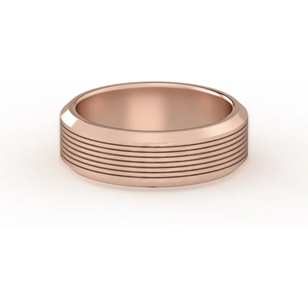Teksturowana Obrączka Ślubna Edge Satin Finish 585 Różowe Złoto (14K) 6 MM