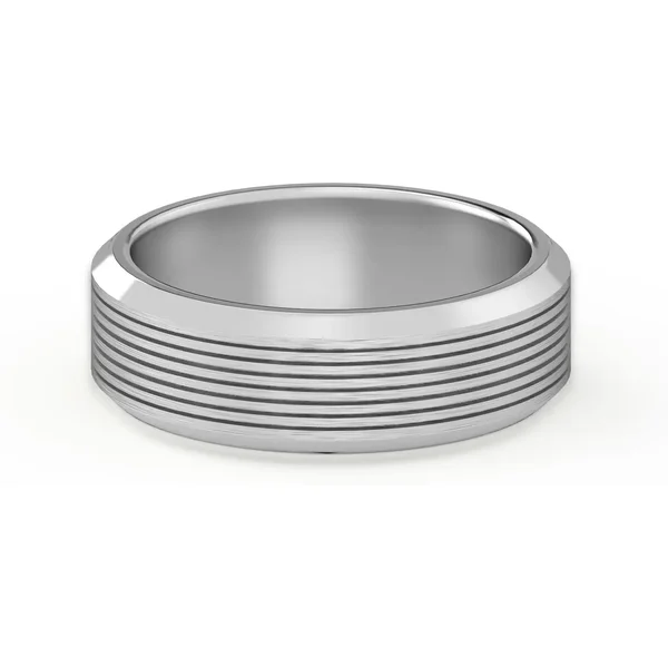 Teksturowana Obrączka Ślubna Edge Satin Finish 585 Białe Złoto (14K) 6 MM
