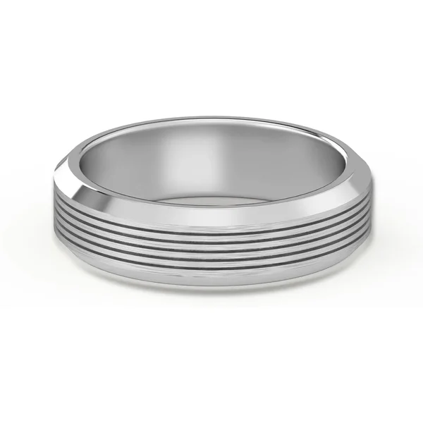 Teksturowana Obrączka Ślubna Edge Satin Finish 585 Białe Złoto (14K) 5 MM