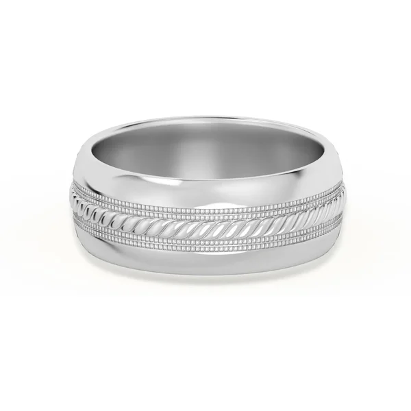 Single Rope Obrączka Ślubna 585 Białe Złoto (14K) 7 MM