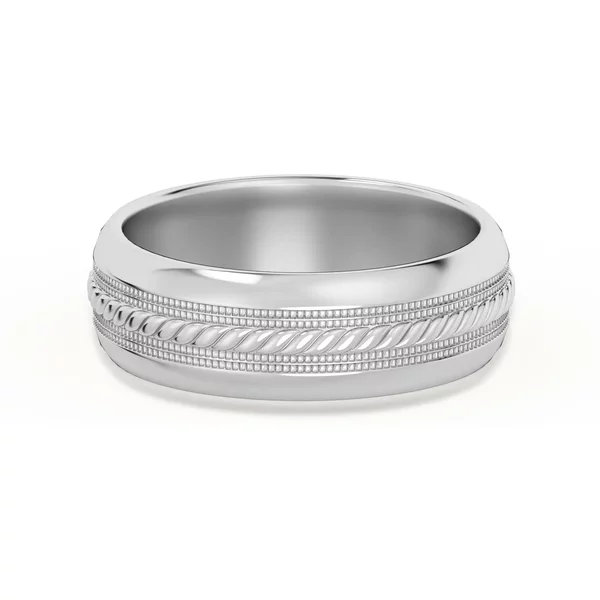 Single Rope Obrączka Ślubna 585 Białe Złoto (14K) 6 MM