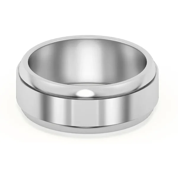 Raised Edge Channel High Polish Obrączka Ślubna 585 Białe Złoto (14K) 8 MM