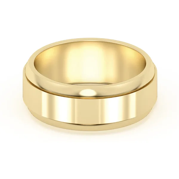 Raised Edge Channel High Polish Obrączka Ślubna 585 Żółte Złoto (14K) 7 MM