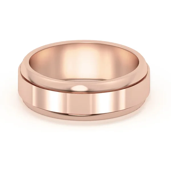 Raised Edge Channel Wysoka Polska Obrączka Ślubna 585 Różowe Złoto (14K) 6 MM