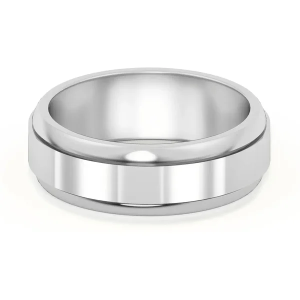 Raised Edge Channel Wysoka Polska Obrączka Ślubna 585 Białe Złoto (14K) 5 MM